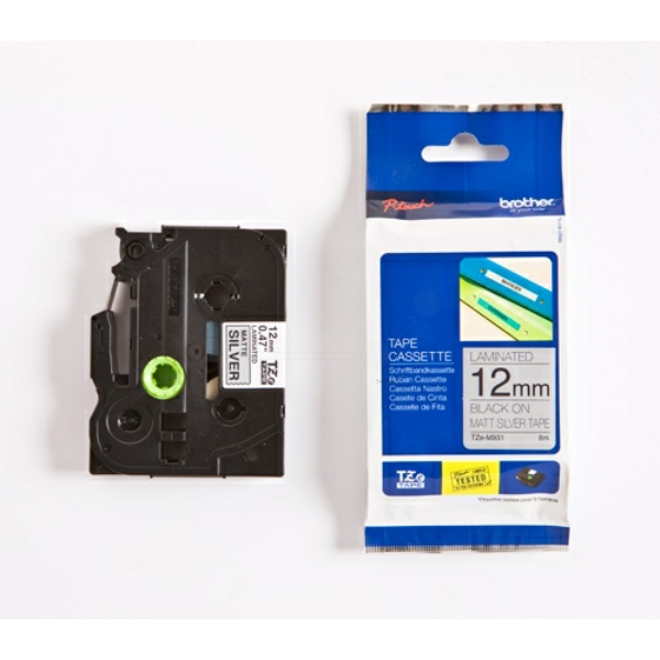 Original Schriftbandkassette Brother TZE-M931 schwarz auf silber matt