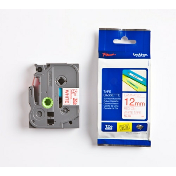 Original Schriftbandkassette Brother TZE-232 rot auf weiß