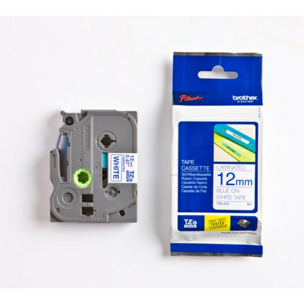 Original Schriftbandkassette Brother TZE-233 blau auf weiß