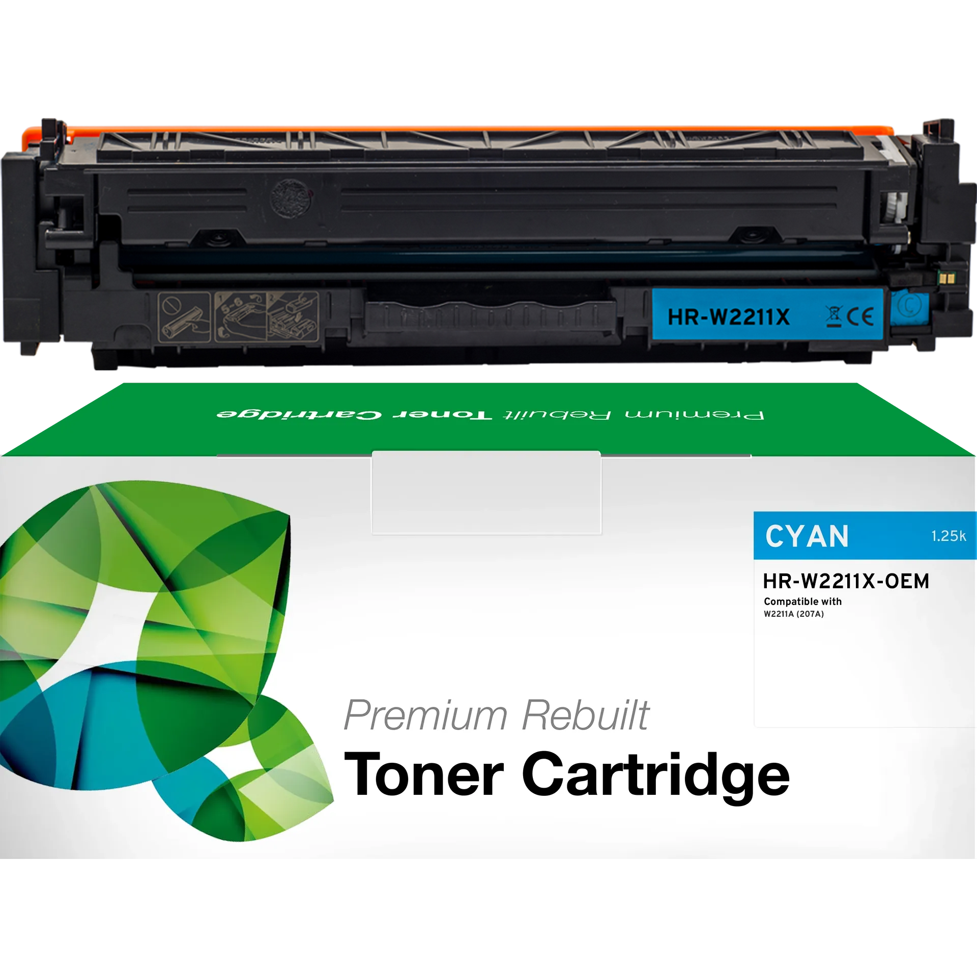 Rem. Toner HP W2211X (207X) OEM Chip cyan