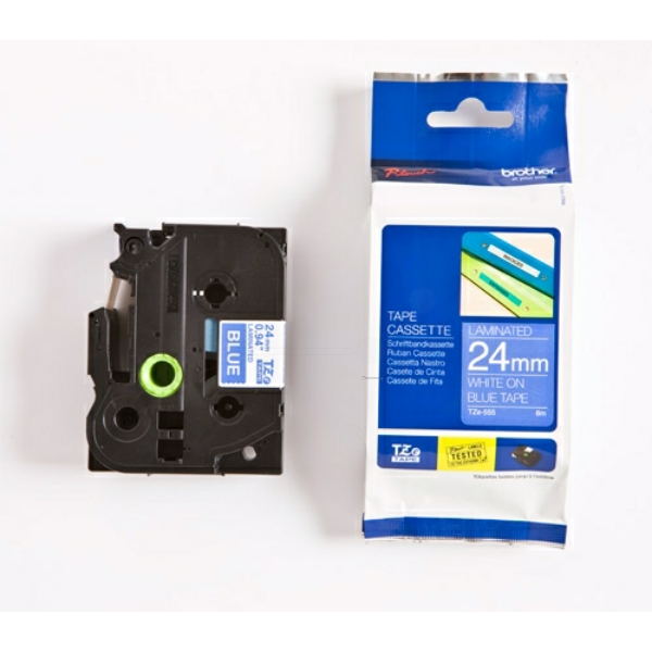 Original Schriftbandkassette Brother TZE-555 weiß auf blau