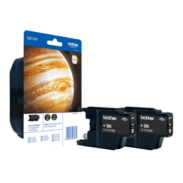 Original Tintenpatronen Brother LC-1240BK (LC1240BKBP2DR) Doppelpack schwarz