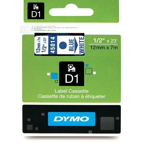 Original Dymo D1 Schriftband S0720540 – 12mm x 7m – Blau auf Weiß – Etikettenband für LabelManager