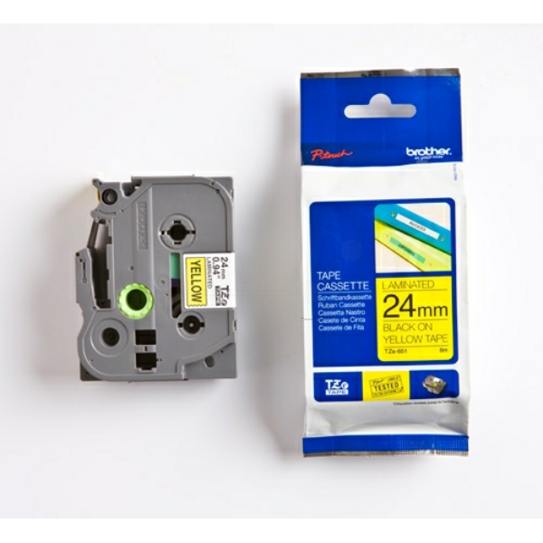 Original Schriftbandkassette Brother TZE-651 schwarz auf gelb
