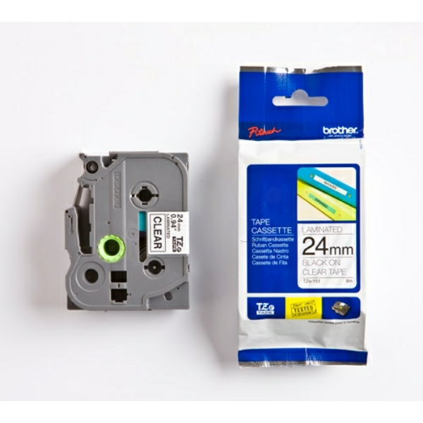 Original Schriftbandkassette Brother TZE-151 schwarz auf transparent