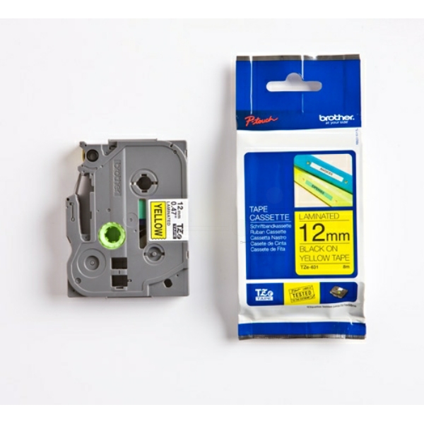 Original Schriftbandkassette Brother TZE-631 schwarz auf gelb