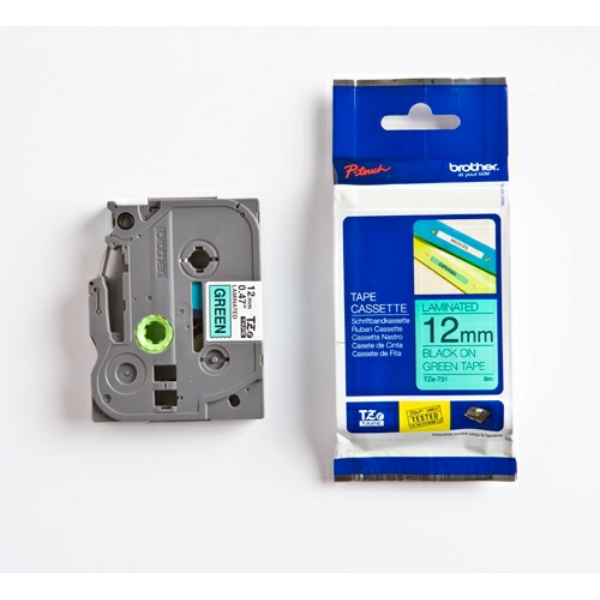Original Schriftbandkassette Brother TZE-731 schwarz auf grün