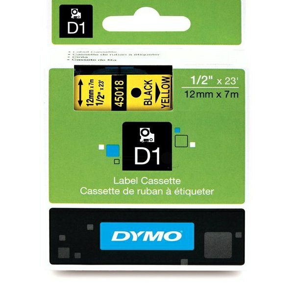Original Dymo D1 Schriftband S0720580 – 12mm x 7m – Schwarz auf Gelb – Etikettenband für LabelManager