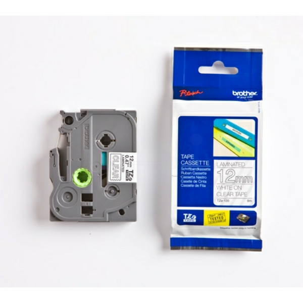 Original Schriftbandkassette Brother TZE-135 weiß auf transparent