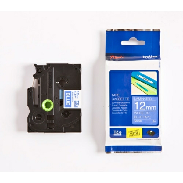 Original Schriftbandkassette Brother TZE-535 weiß auf blau