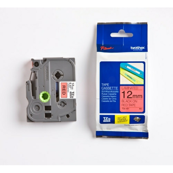 Original Schriftbandkassette Brother TZE-431 schwarz auf rot