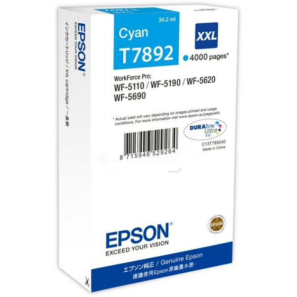 Original Tintenpatrone Epson T7892XXL cyan (C13T789240)