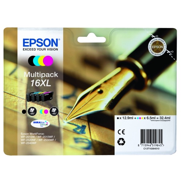 Original Tintenpatronen Epson T16XL Multipack BK/C/M/Y (C13T16364012)