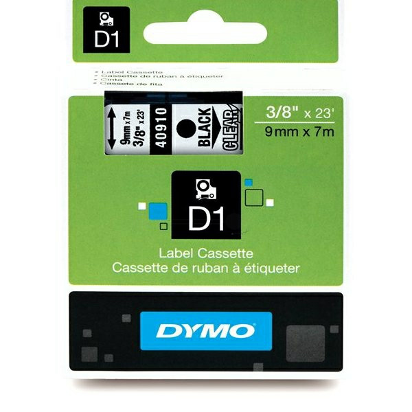 Original Etikettenrolle Dymo S0720670 schwarz auf transparent (9mm x 7m) 