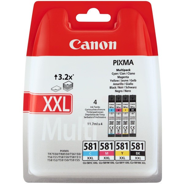 Original Tintenpatronen Canon CLI-581XXL Multipack C/M/Y/BK (1998C005)