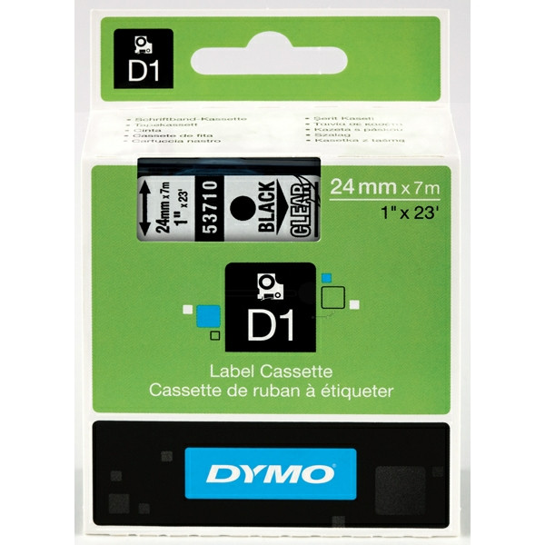 Original Etikettenrolle Dymo S0720920 schwarz auf transparent (24mm x 7m)