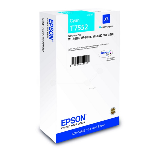 Original Tintenpatrone Epson T7552 cyan (C13T755240)