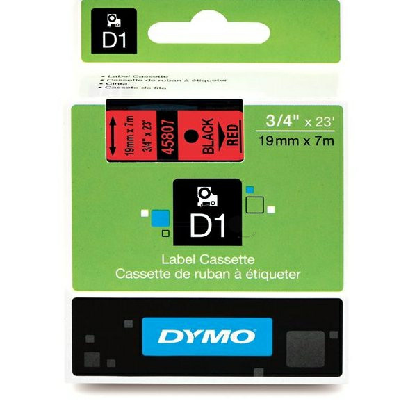 Original Etikettenrolle Dymo S0720870 schwarz auf rot (19mm x 7m)